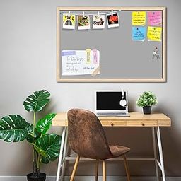 ArtzFolio Greys Family Dark Gray Colour | Bulletin Board Notice Pin Board | Vision Soft Board Combo with Thumb Push Pins & Sticky Notes | Natural Brown Frame | 30 x 20 inch (76 x 51 cms)-picture-15