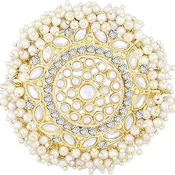 Gold Plated Kundan & Beads Studded Round Hair Bun Pin Fashion Head Accessories for Women & Girls (1 Pc)-image-40