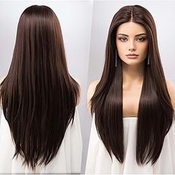 Long Natural Hair Wigs For Women | Synthetic Hair Wig With Centre Parting | Heat Resistant Natural Hairs| Alopecia Chemo Cancer Wigs | Wig Cap,Comb-picture-50