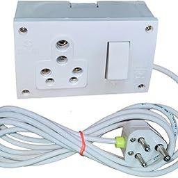 Switch Socket Combined Extension Box for Cooler, Washing Machine, Heater, Fridge & Other Home Appliances, 6A/15A Socket 5A Plug (3 Yard Wire)-12