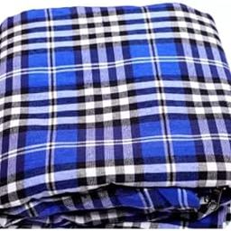 Cotton Mattress Cover, 72 x 72 x 5 inch, Plaid Pattern, Blue and White-image-43