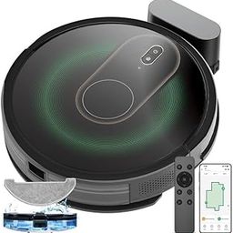 Robot Vacuum and Mop Combo, 2 in 1 Mopping Robot with Watertank and Dustbin, Gyro Navigation, Max 120Mins, App/Voice/Remote, Self-Charging Robotic Vacuum Cleaner, Good for Hard Floor, Low-Pile Carpet-65