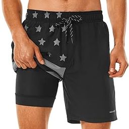 Mens Swimsuit Trunks 7" Quick-Dry Swim Shorts with Compression Liner and Zipper Pockets-image-87