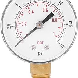 Low Pressure Gauge for Fuel Air Oil Water 0-15psi/0-1bar 1/4" BSPT Bottom Mount Oil Pressure Gauge-74