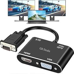 GR Deals USB HUB VGA to VGA & HDMI Splitter Adapter with 3.5 mm Audio Cable for PC, DVD, Gaming Console, Madia Streeming Device-22