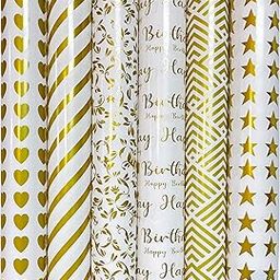 AccuPrints Pack of 12 Gift Wrapping Paper - Gift Paper - Gift Wrap Roll - Gift Papers Sheets -Premium Design Paper sheet for Gift Packing, Mix, Gold Theme (Gold Design,)-image-51