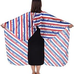 Hair Cutting Cape, Haircut Cape, Stying Capes, Barber Hairdressing Wrap for Home Salon(Red and white stripes)-image-12