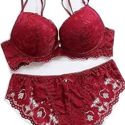 maurnee® Women's Net Fabric Padded Underwire Push-Up Bridal Bra Panty Set-20