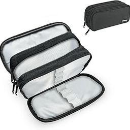 HOMTEK Large Capacity Pencil Case Pouch For Girls & Boys, Extra Big Pencil Bag With 3 Compartments, Cute Stationery Organizer With Zipper, Cute Stationery Gift For Kids School College,black-image-44