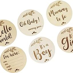 LOOM TREE® 6Pcs Baby Birth Milestone Wooden Card for Photo Prop Baby Shower C | Keepsakes & Baby Announcements | Other Baby Keepsakes-image-99