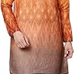 Men's Cotton Blend Chevron Printed Regular Fit Long Kurta Pyjama Set-picture-53