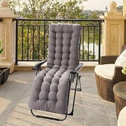 MERISHOPP Comfortable Polyester Garden Recliner Cushion Thickened Mat Outdoor Indoor Grey A-image-3
