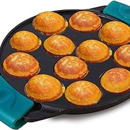The Indus Valley Pre-Seasoned Cast Iron Paniyaram Pan With Silicone Grip | Medium, 12Pit, 8.1Inch/20.8 Cm, 2.2Kg | Nonstick Appe/Paddu Pan, 100% Pure & Toxin-Free, No Chemical Coating, Black-image-20