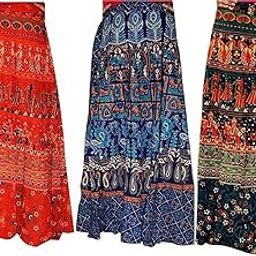 Women's Cotton Combo of 3 WRAP Skirt (Sktb-0509,Multicolor,Free Size)-image-40