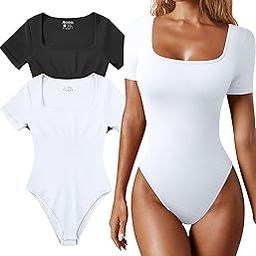Women's 3 Piece Sexy Ribbed Sleeveless Square Neck Bodysuit-image-39
