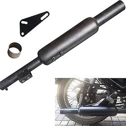 Blue Sky 05 Bike Silencer Exhaust Customized Short Bottle Empty Mini Punjab Dholki Free Flow Black Bullet Exhaust With Zed Clamp & Bush for Royal Enfield Bullet Classic 500-21