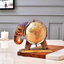 CraftVatika Home And Office Decorative Globe Metal Elephant Table Top Showpiece Globe,Home House Decoration items,Decor and Gift for Living room, Bedroom, Showcase,Office Desk,Interior (Type 1)-11