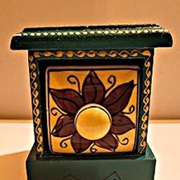 Rajasthani Arts Hand Decorated Embossed Painting Handmade Wooden and Ceramic 1 Drawers Small Chest Jewellery Organizer Desk Table (Multi Color) Red, Blue, Green,Yellow, Orange Random Color-image-82