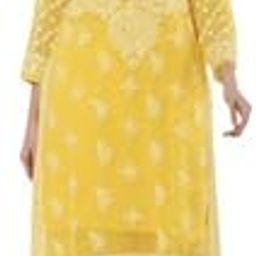 Women's Lucknowi Hand Embroidered Chiffon Chikankari Straight Kurti with Sharara & Inner Set-picture-11