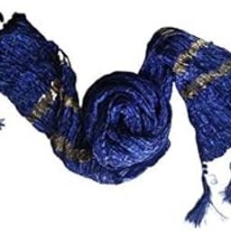 Royal Blue Color Crush Silk Men Stole for Gents with Golden Stripes, 250 x 20 cm-picture-15