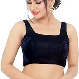 vamas Women's Velvet Solid Sleeveless Readymade Saree Blouse (X-781NS)-picture-12