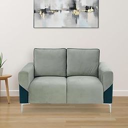 Nilkamal Boston 2-Seater Sofa | Plush Fabric and Leatherette Upholstery| Sleek Chrome Silver Legs | 1 Year Warranty |Grey & Blue-image-35