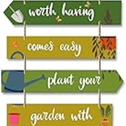 Artvibes Garden Quote Wooden Wall Hanging for Home Decor | Decorative Items for Balcony | Gifts | Wooden Wall Decoration for Outdoor Decorative Garden | Modern Artwork (WH_7010N), Set of 7-image-8