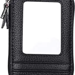 kraptick 11 Slots Vertical RFID Leather Wallet for Credit, Debit, and ATM Cards, Original Wallet, Purse, Multi Cards Holder with Single Zipper and Unisex Design (Black)-picture-23