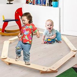 MYLAWOOD Wooden Balance Beam Montessori Furniture Indoor Toy Stepping Stones Indoor Playground Obstacle Course for Kids Balancing Mat Game Toddlers Gymnastics Equipment,-picture-3