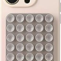 Meyaar 2 in 1 Silicone Sticky Phone Grip with Suction Cup and Bracket,Phone Accessory for iPhone and Android, Phone Case Adhesive Mount - Sticky Grip for Selfies,Videos,and Reels (Grey) (Grey)-23