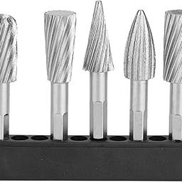 Mokernali Carbide Barriset Compatible Rotary File, 5 Pieces 1/4" Hex Shank High Speed Steel Burrs Rotary File Tools Aluminum and Iron Hardware for Cutting Metal Wood Bars Woodworking-image-30