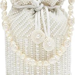 White Potli Bags for Women Evening Bag Clutch Ethnic Bride Purse with Drawstring-image-56