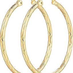 GLOSOLE 14k Gold Earrings Hypoallergenic Women's Big Earrings (35mm x 2mm)-image-62