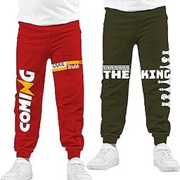 KYDA KIDS® Boys 100% Cotton Printed Track Pants - Multicolor (Pack of 2)-image-10