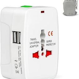 RECLUSE Universal Travel Adapter All in One Worldwide Travel International Plug Fast Charger Adapter and Wall Charger with 2 USB Ports Compatible with Smart Phone, Laptop, Mobile, Camera, Tablet-44