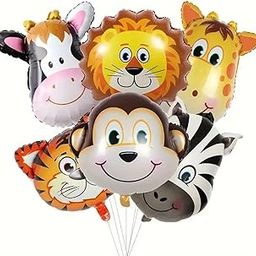 Party Propz Animal Foil Balloons For Kids – Set of 6 Pcs (12 inches each) Animals Theme Birthday Decoration | Animal Foil Balloons For Birthday Decoration | Jungle Theme Birthday Decorations-image-2