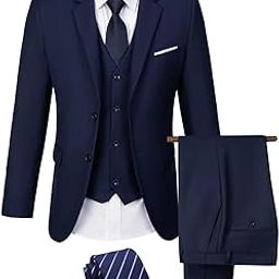 Men's Suit 3 Pieces Slim Fit Wedding Suit for Men Formal Prom Tuxedo Bussiness Suit Jacket Vest Pants with Tie-2