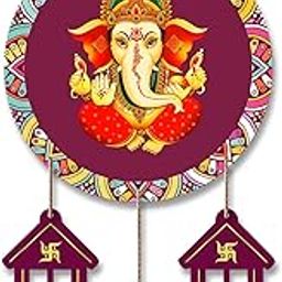 Artvibes Lord Ganesha Wooden Wall Hanging Decorative Items for Home | Gifts | Religious Wood Wall Hanger | Decoration for Living Room | Artworks | Modern Decor Items (WH_7204N)-image-92