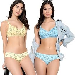 Printed Bra Panty Set | Cotton Bra Panty Set Combo | Women Bra with Low West Panty Set | Women Lingerie Set Cotton | Bra Panty Set for Women Sexy Hot| Bra Panty Set Lightly-Padded | Cup Size-B-image-10