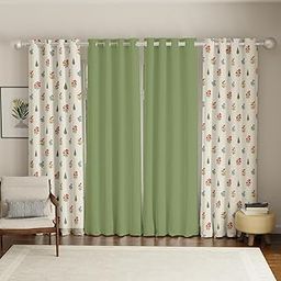 Urban Space 100% Cotton Curtains for Window, Combo Set of 4 Curtains 5 feet Long, 60-65% Room Darkening Curtain, Tieback & Eyelets Included with Curtains for Home décor (High Garden Red, 5 Feet)-image-41