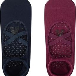 Women’s Studio Yoga Socks | Pack of 2 | Non-Slip, Ballet Strap, Combed Cotton | Purple & Navy-picture-51