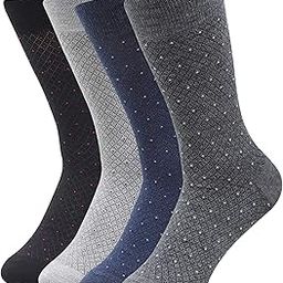 BALENZIA Men's Polka/Patterned Crew/Calf Length Formal Socks Combo Pack of 4|Modal Socks for Men-image-45