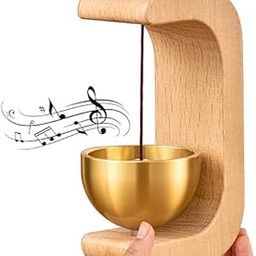 Wooden Meditation Bowl Gong with Stand, Decorative Brass Singing Bowl, Musical Chimes for Relaxation - Magnetic-image-6