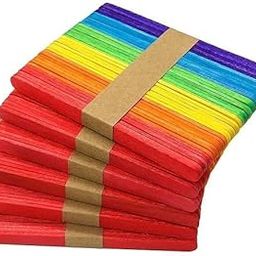 Prescent 200pc Multicolor Natural Wooden Ice Cream Popsicle Sticks 15 cm sized for DIY, Arts & Craft Projects, School Activities, Kids Crafting, Craft Work, House building and More (15 cm, Pack of 200)-4