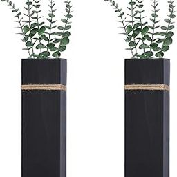 Wall Planters for Indoor Plants - 2 Pack Wood Wall Vases for Dried Flowers & Artificial Plants Modern Farmhouse Wooden Vase for Living Room Bedroom Kitchen Wall Decorations - Black-image-68