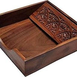 RGrandsons Rosewood Wooden Tissue Paper Rack/Napkin Holder Stand Square Rosewood 7.5 * 7.5 inch.. (Carving)-image-14