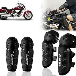 Auto Pearl Motorcycle Knee Shin Guards Elbow Pads, 4 in 1 Monstor Style Knee Shin Safe Protection Armor for Moto Cycling Racing compatible with ST7 (Black, 4Pcs)-image-80