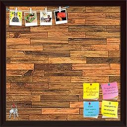 ArtzFolio Old Texture D1 | Bulletin Board Notice Pin Board | Vision Soft Board Combo with Thumb Push Pins & Sticky Notes | Dark Brown Frame | 12 x 12 inch (30 x 30 cms)-21