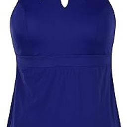 Women's Halter High Neck Tankini Top Key Hole Bathing Suit-image-9