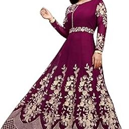 Women's Georgette Embroidered Semi-Stitched Gown-Saransh-picture-26